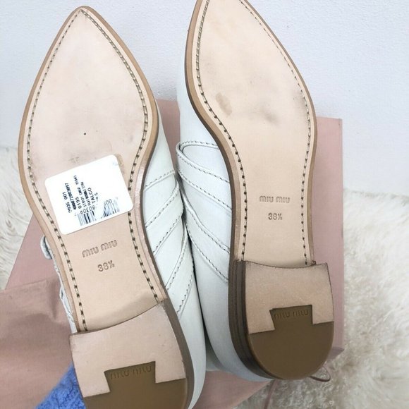 NIB Miu Miu Leather Strap Buckle Aviator Pointed Saint Laurent Ankle Boots 38.5 - Picture 7 of 8